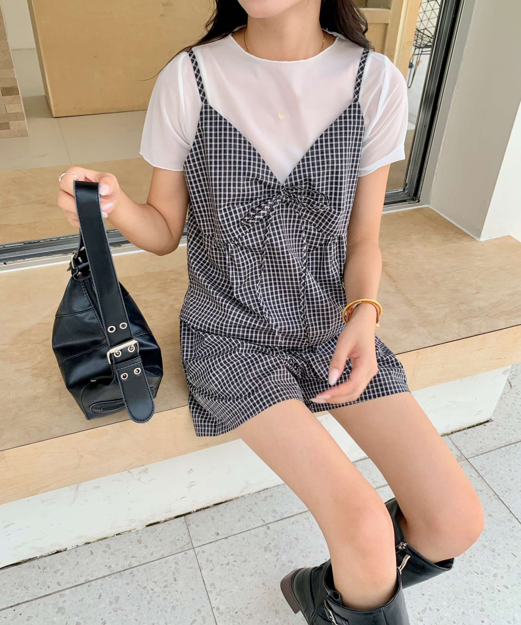 Chic Plaid Co-ord Set 格子吊带上衣短裤两件套*2 Colors