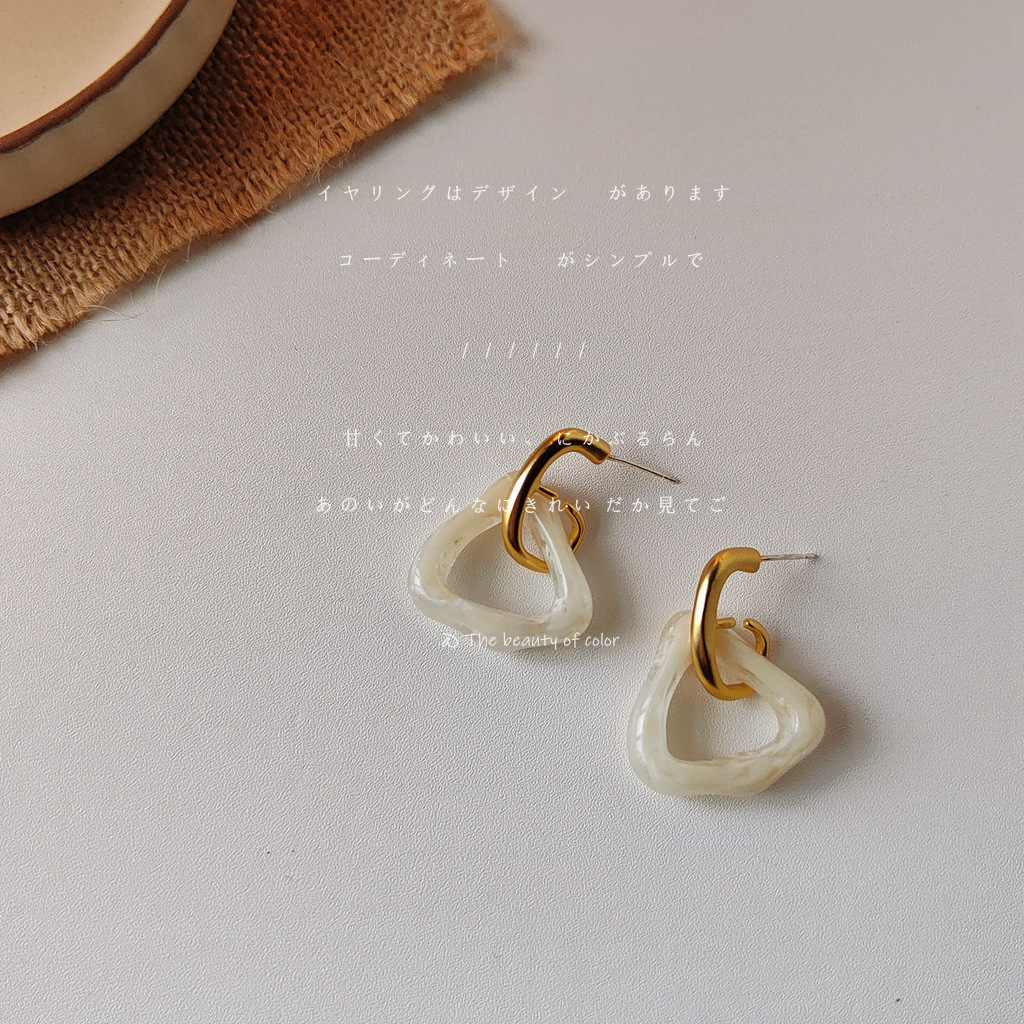 Caramel Matte Geometric Acrylic Earrings 焦糖奶酪！哑光几何亚克力耳钉