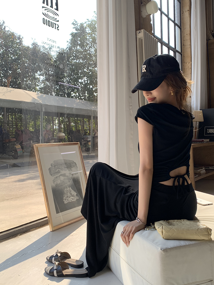 Real Shot 2025 Spring Summer New Loose Casual Solid Color Top Short Sleeve Skirt Long Skirt Women's Two-Piece Set