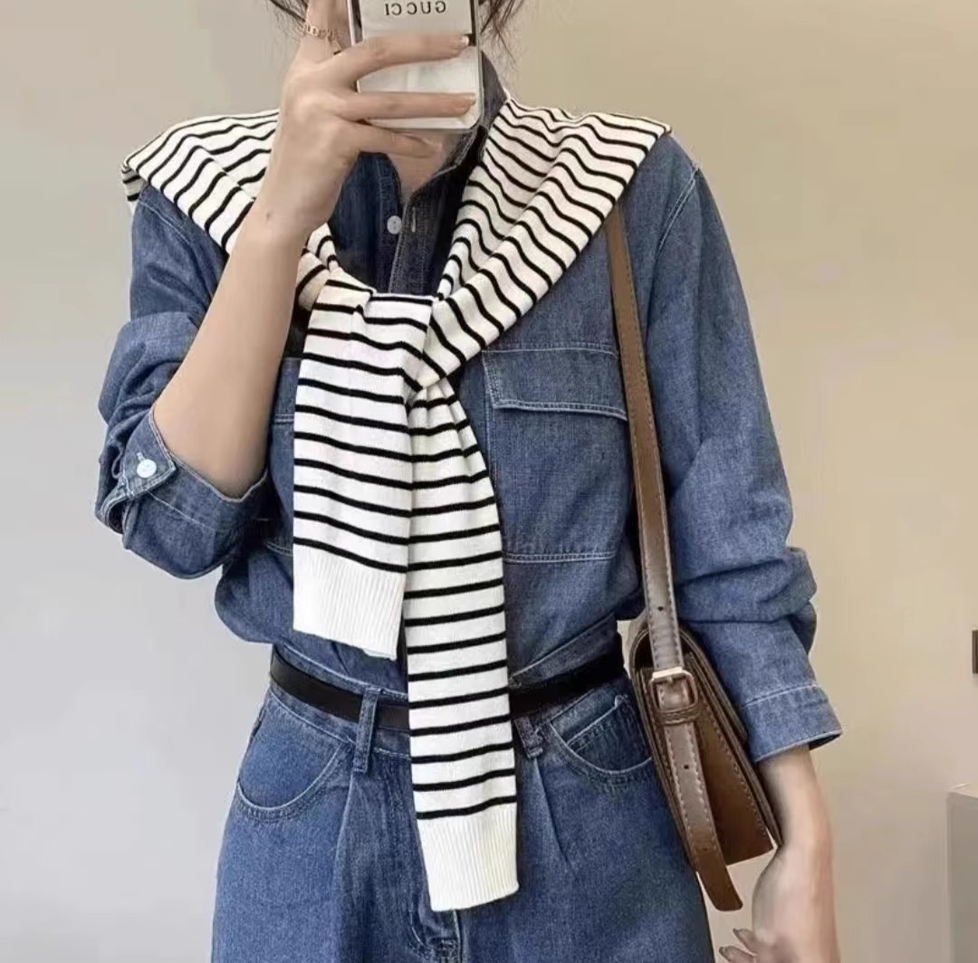 Stripe Shoulder Wrap Shawl 条纹小披肩*5 Colors