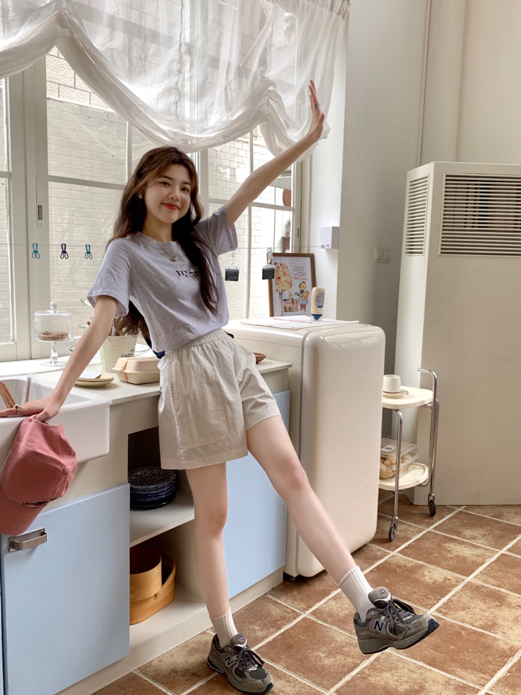 2025 Korean Version Simple Personality Letter Print Casual T-Shirt Summer Versatile Loose Short Sleeve Top for Women