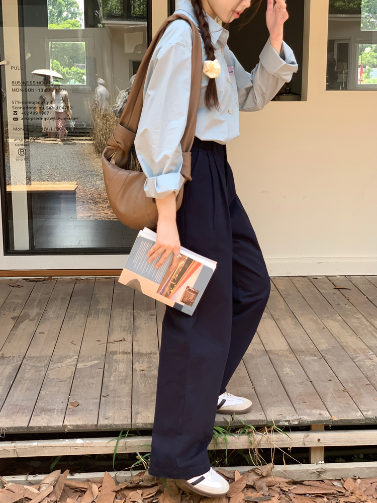  Adjustable Buckle Pleated Pants 调节扣压褶休闲裤*3 Colors