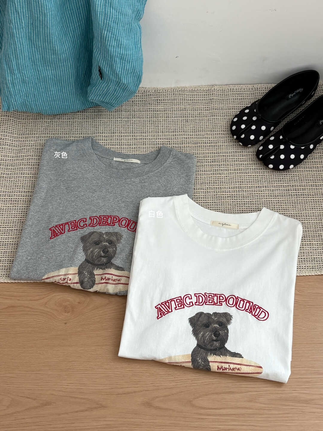 Skateboard Bear Print Oversized T-Shirt 滑板小熊✤ins小熊印花宽松T恤*2 Colors