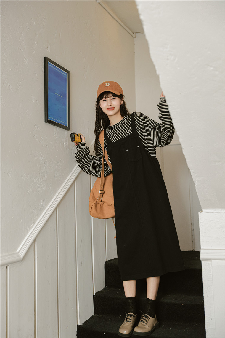 College Style Overall Dress  口袋工装背带裙* 2 Colors