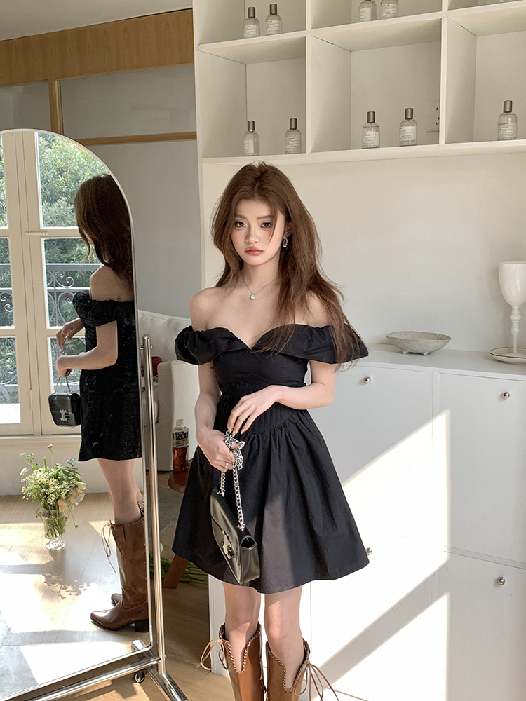 一字肩气质初恋蓬蓬短裙*2 Colors