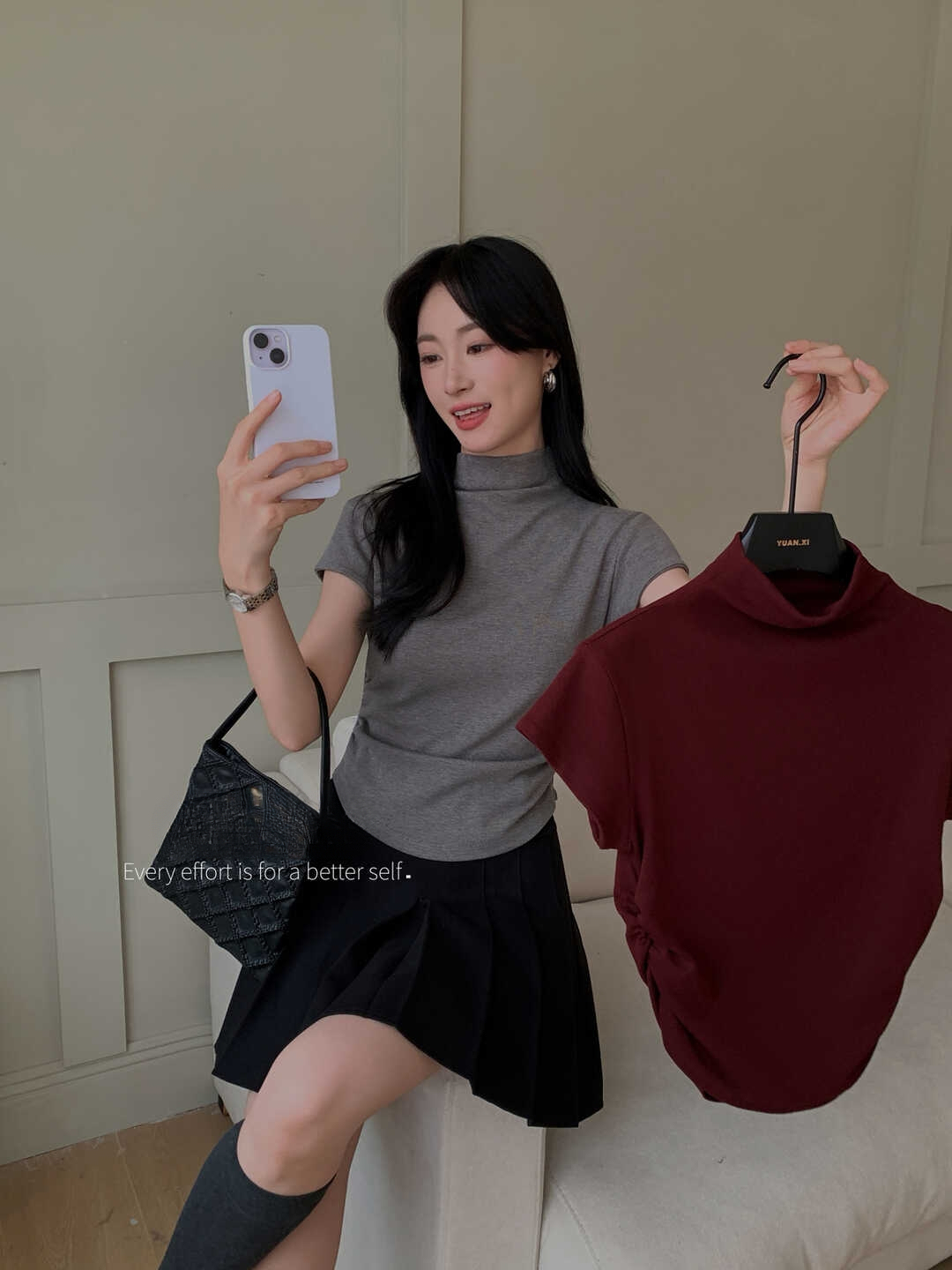 Half-high Collar Ultra-flattering Short Sleeve T-shirt 半高领超美体态短袖T*10 Colors