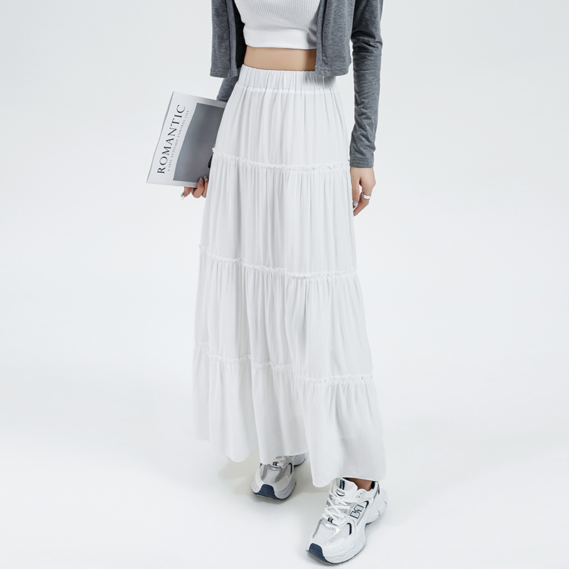 RINA Tiered Maxi Skirt 白色蛋糕裙