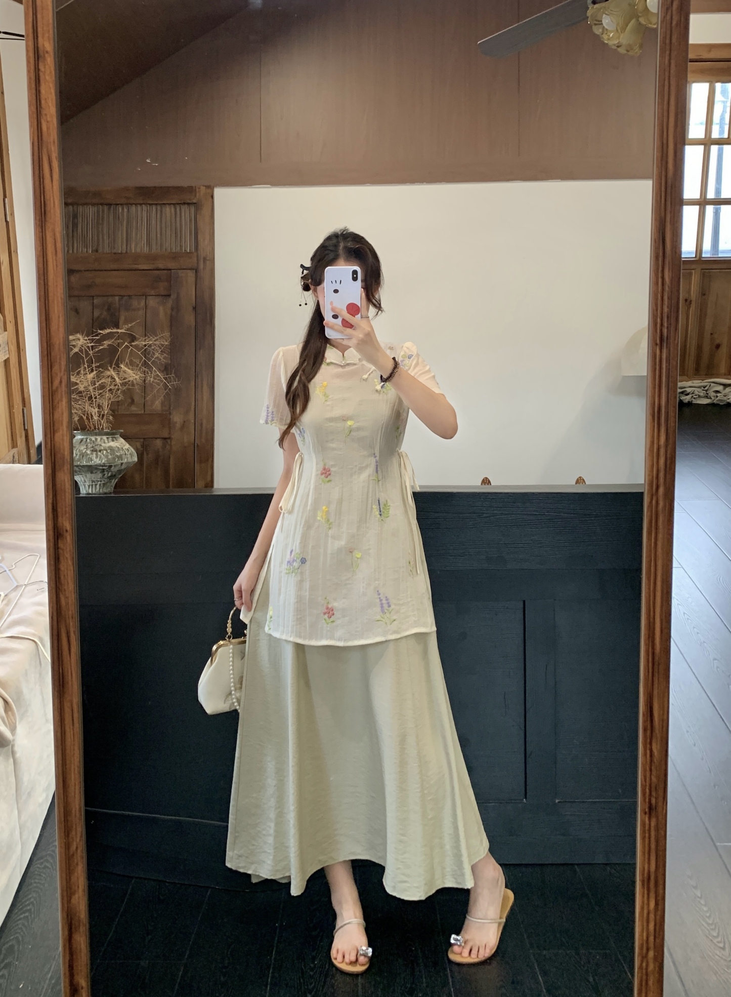 VELVÉ Embroidered Top & Slip Dress Set【云袖花影】新中式刺绣上衣+吊带裙两件套* 2 Colors