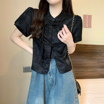 提花泡泡袖衬衫 Jacquard Puff Sleeve Top*5 Colors