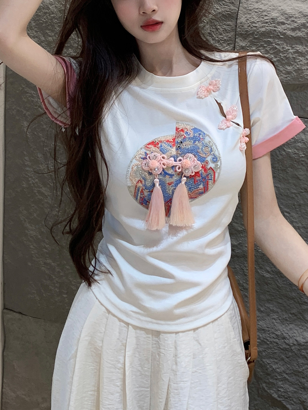 Dual Tassel Cropped T-Shirt 双流苏短款T恤