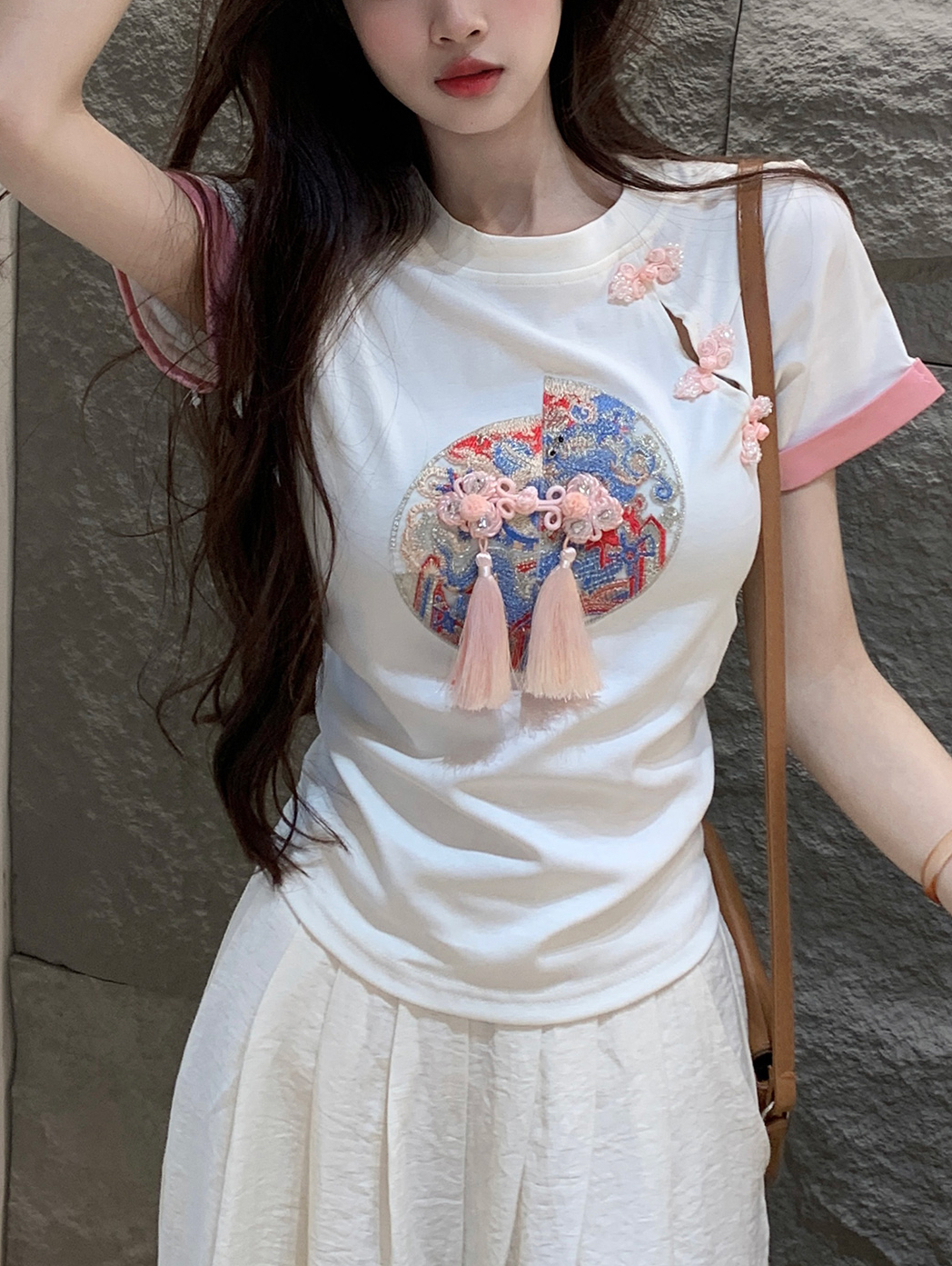 Dual Tassel Cropped T-Shirt 双流苏短款T恤