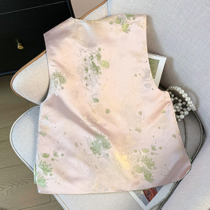 刺绣织金马面裙 Reversible Improved Buckle Satin Jacquard Embroidery Hanfu Tang Suit Classical Vest Top