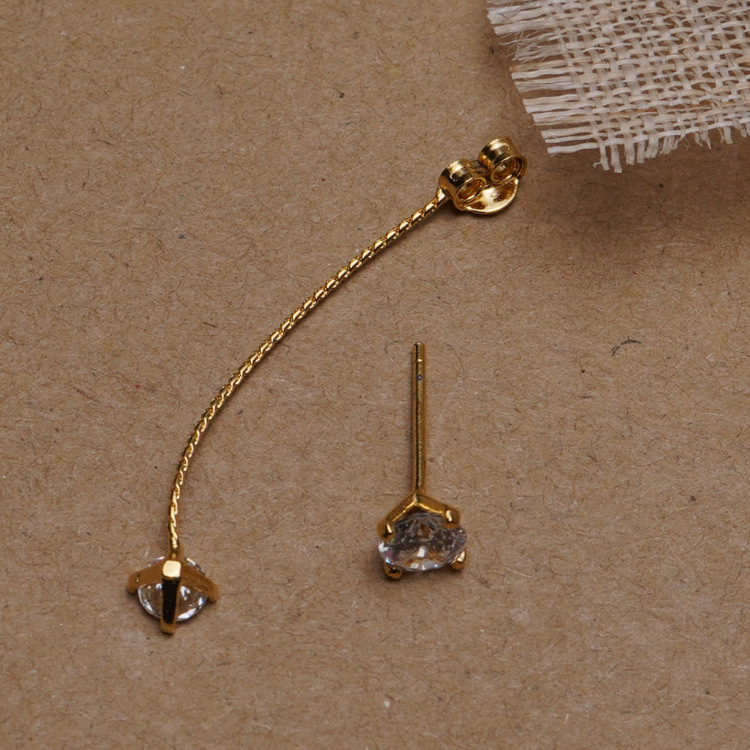Modern Zircon Longline Earrings 冷淡风锆石长款耳环
