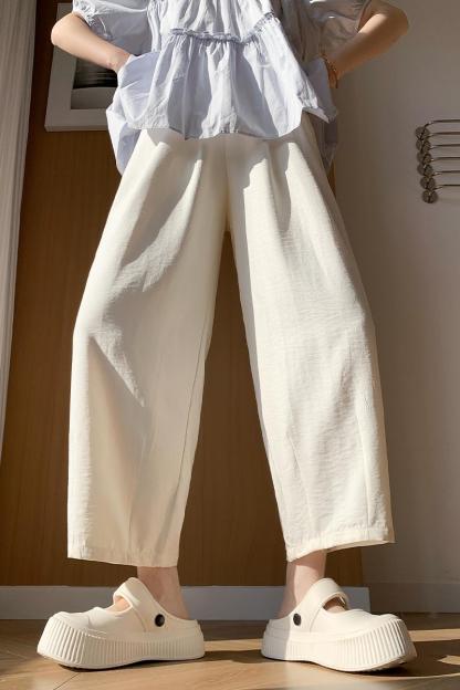Textured Milk Pants for Women Summer Loose Draped Straight Leg Harem Pants Casual Acetate Velvet Cream Tapered Pants 肌理感奶芙裤
