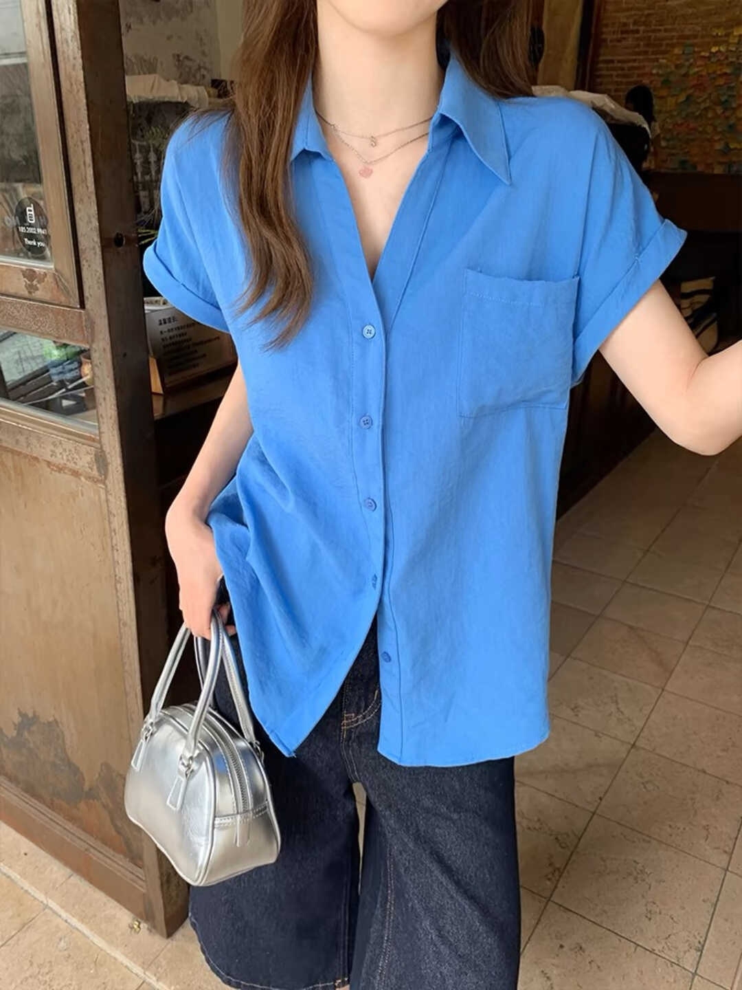 Rolled-Sleeve Short-Sleeve Shirt 卷边百搭短袖衬衫*11 Colors