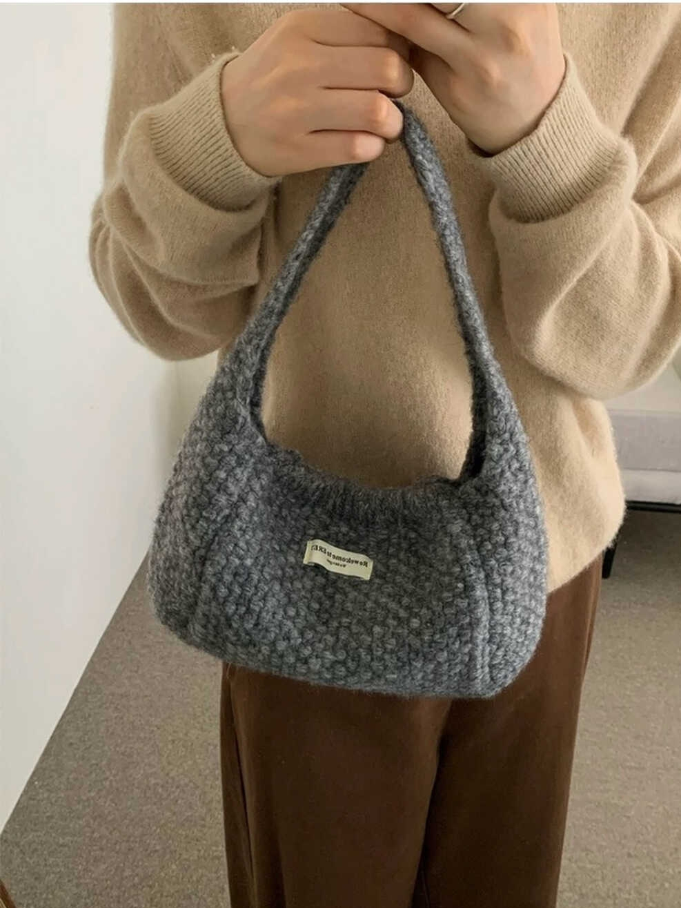 Ins Knitted Bow Handbag 复古麻花手提包*5 Colors