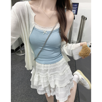Double Tier Bow Strap Camisole 蝴蝶结双层吊带背心*3 Colors