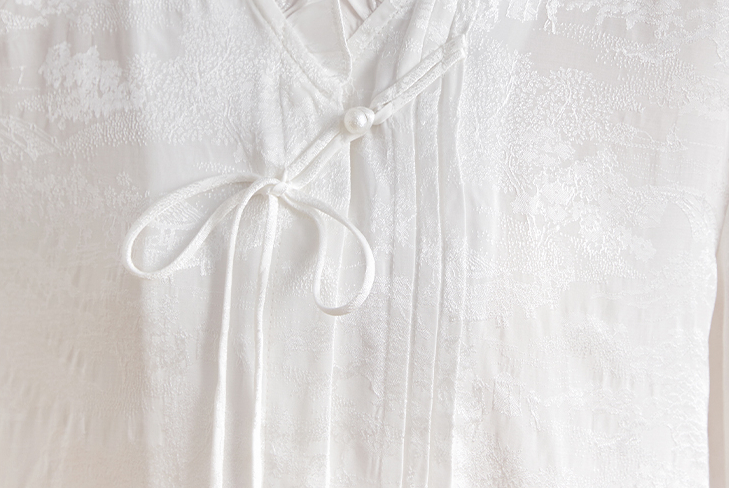 白荷新中式白衬衫 Spring White Lotus New Chinese Style White Shirt with Ma Face Skirt Matching Long Sleeve Daily Commuting National Style Versatile Top