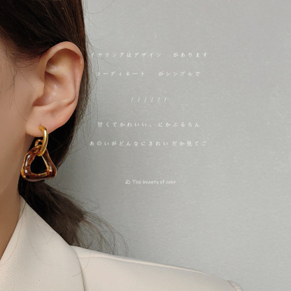 Caramel Matte Geometric Acrylic Earrings 焦糖奶酪！哑光几何亚克力耳钉