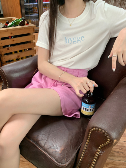 2025 Korean Version Simple Personality Letter Print Casual T-Shirt Summer Versatile Loose Short Sleeve Top for Women