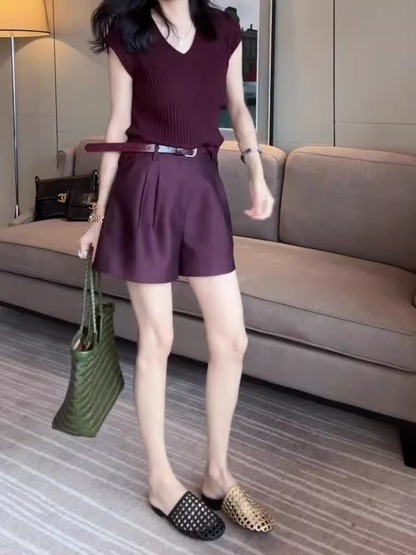 Loose Fit Slimming Casual Shorts for Pear-Shaped Body Women Summer New Plus Size High Waist Versatile Wide-Leg Three-Quarter Shorts