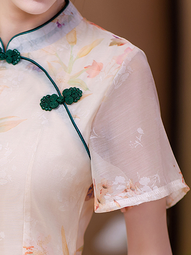 Real Shot New Model College Entrance Exam Cheongsam National Style Improved Printed Dress