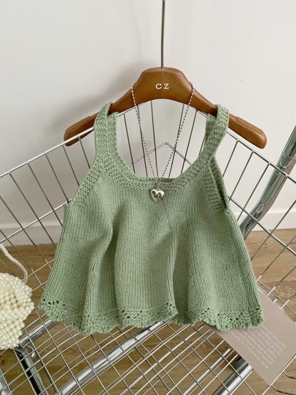 Woven Texture Cami Top 木耳边编织吊带背心*4Colors