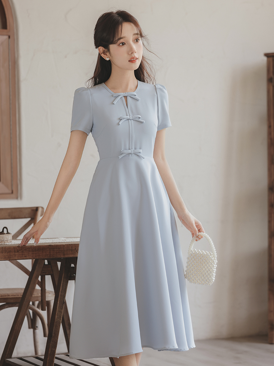 New Chinese Style Improved Cheongsam Dress Women's Summer High Sense Temperament Waist-Controlled Slimming Dress 50