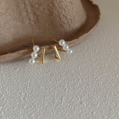 个性双层金属珍珠耳钉