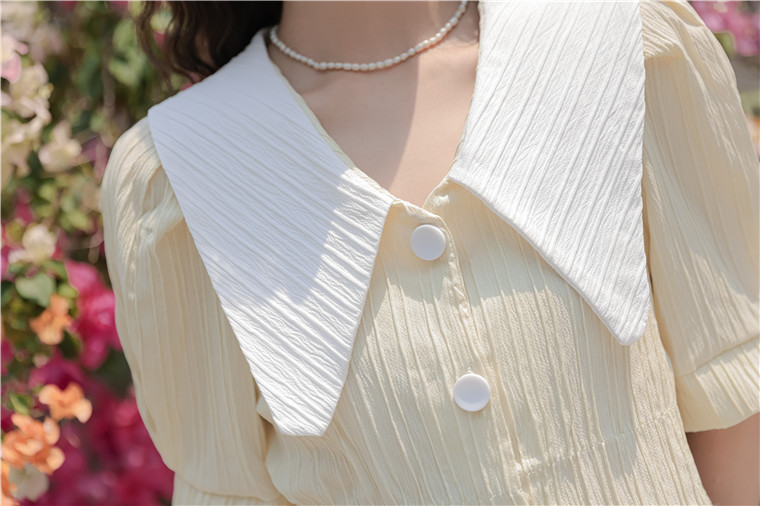 法式复古大翻领短款衬衫* 2 Colors