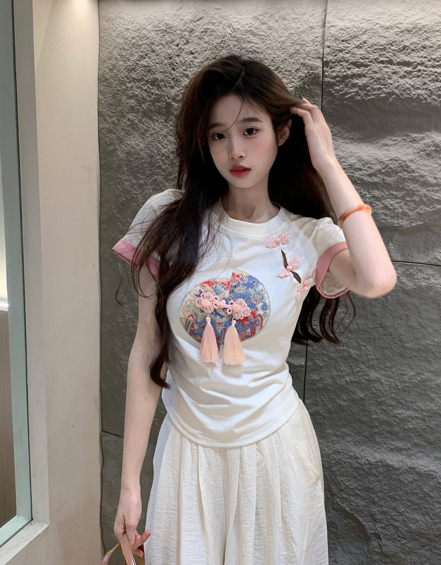 Dual Tassel Cropped T-Shirt 双流苏短款T恤