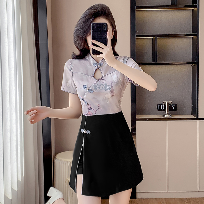 紫色连衣裙套装两件套