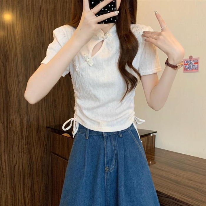 盘扣立领抽绳T恤*2 Colors