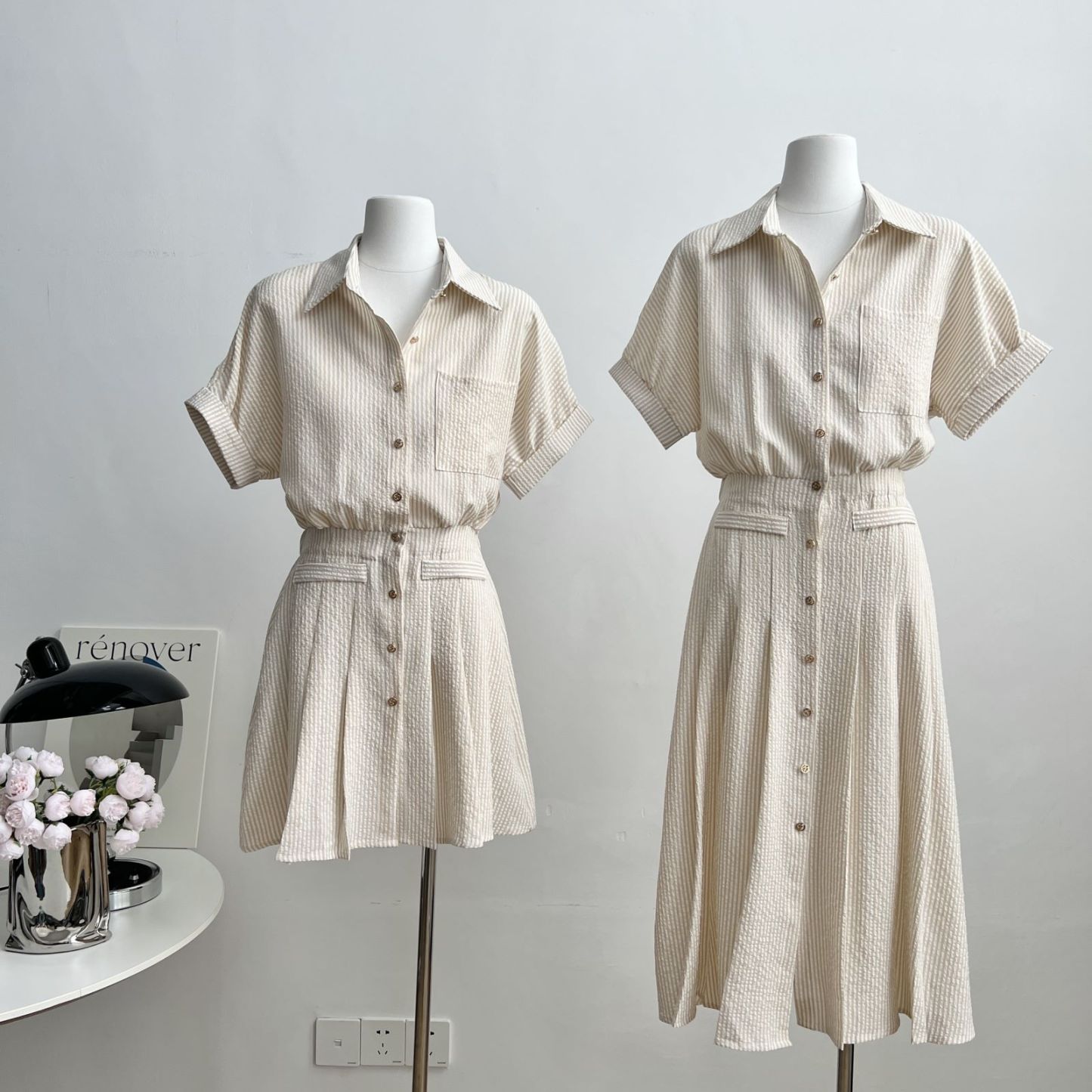 Nina Striped Shirt Dress 文艺范~条纹衬衫连衣裙*2Colors