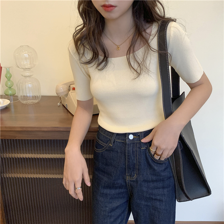 Classic Ice Silk Square Tee 复古方领冰丝T恤