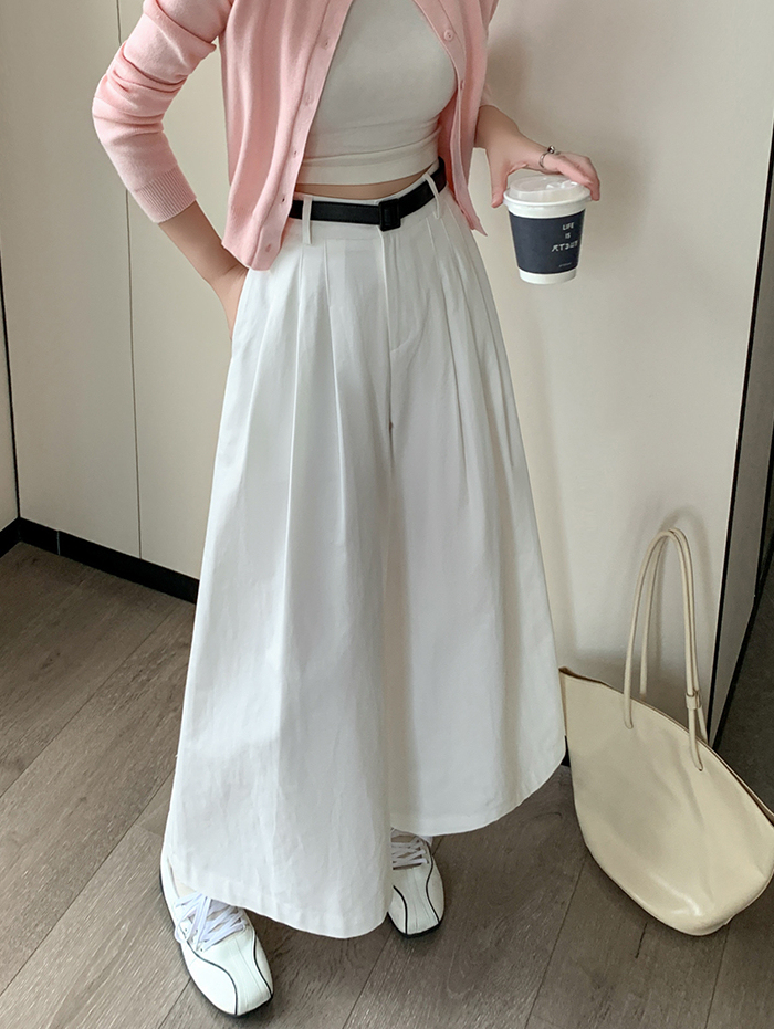 Cotton High-Waist Loose Pants 洗水棉高腰宽松长裤*3 Colors