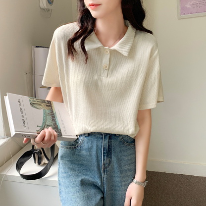 Oversized Waffle Polo Shirt 华夫格宽松Polo衫* 4 Colors