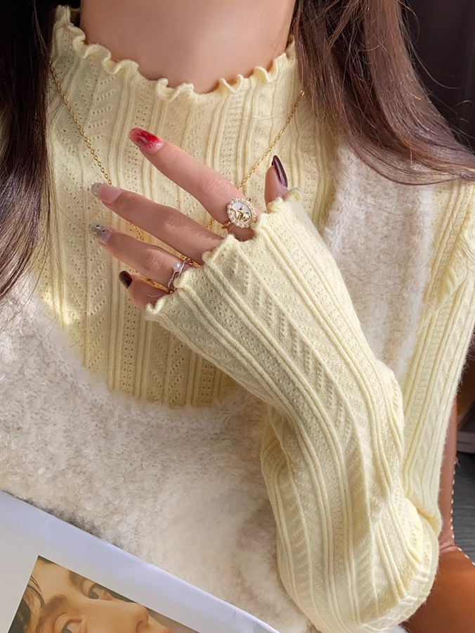 Mock Neck Ruffle Trim Long Sleeve Top 半高领木耳边长袖上衣*11 Colors