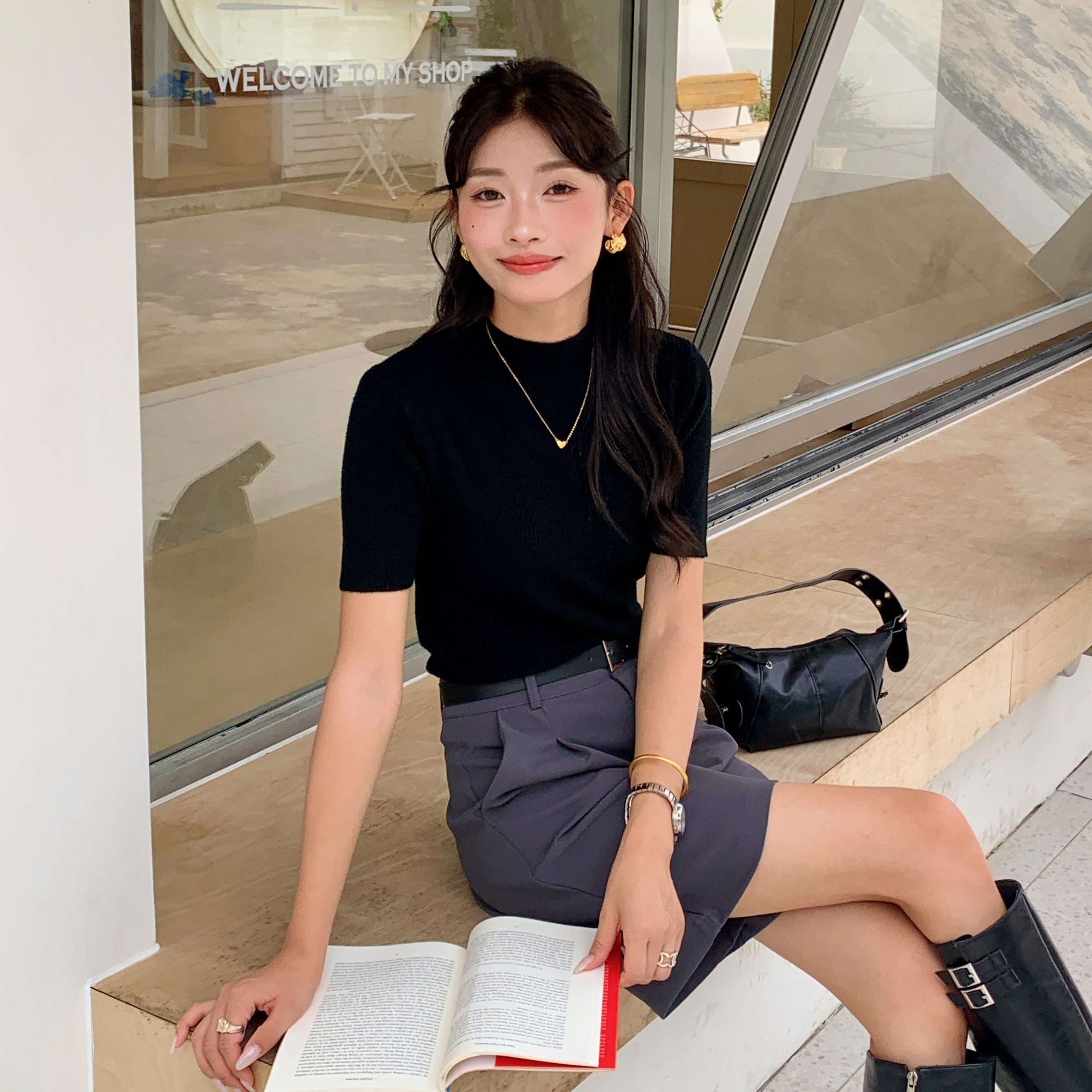 High Neck Ribbed Knit Top 高领罗纹针织上衣*4 Colors