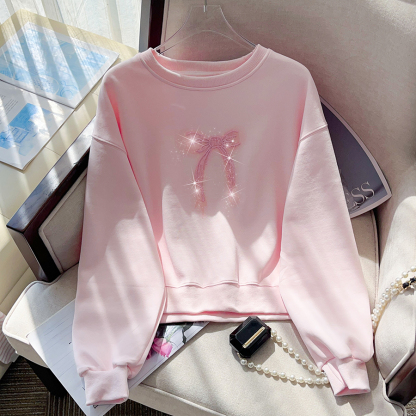 Real Shot Spot ~ 2024 Autumn and Winter New Korean Style Thin Two-Piece Suit Shawl Bow Embroidered Sweater Women