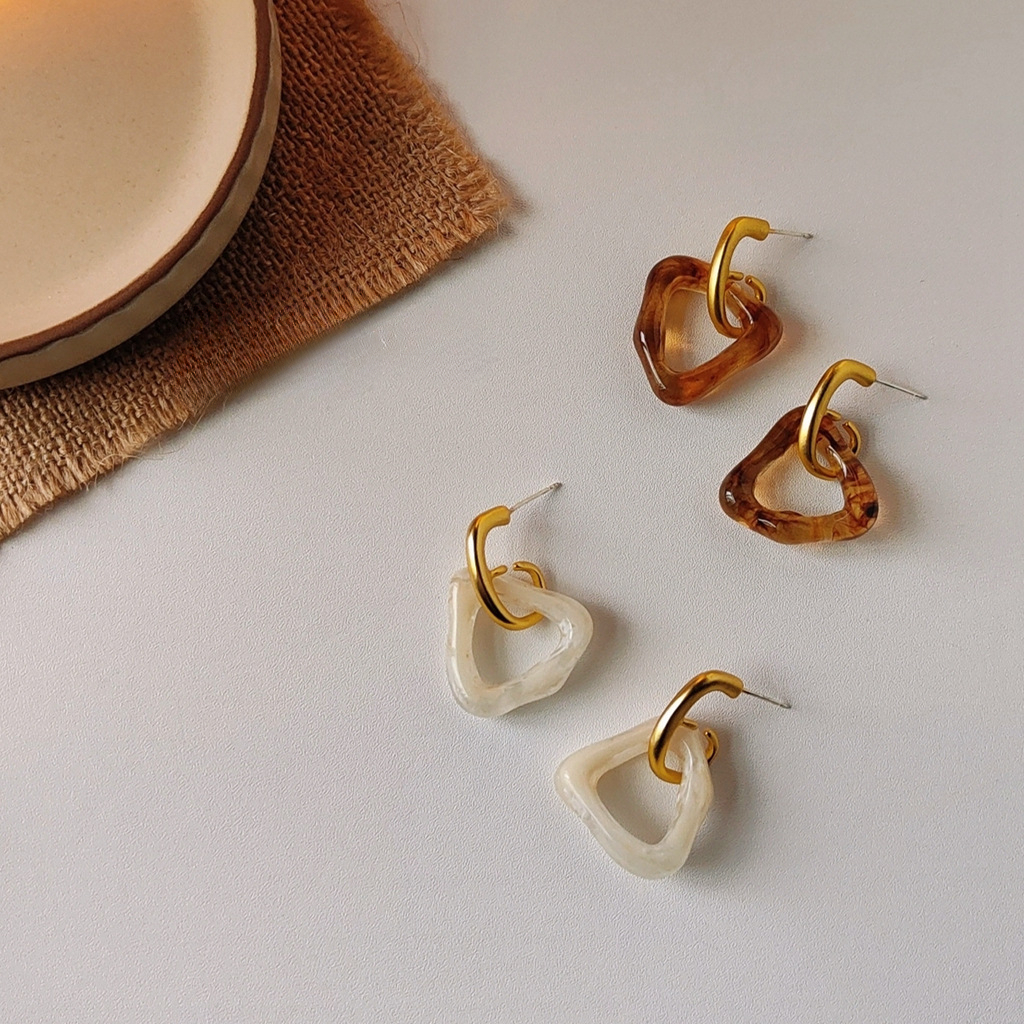 Caramel Matte Geometric Acrylic Earrings 焦糖奶酪！哑光几何亚克力耳钉