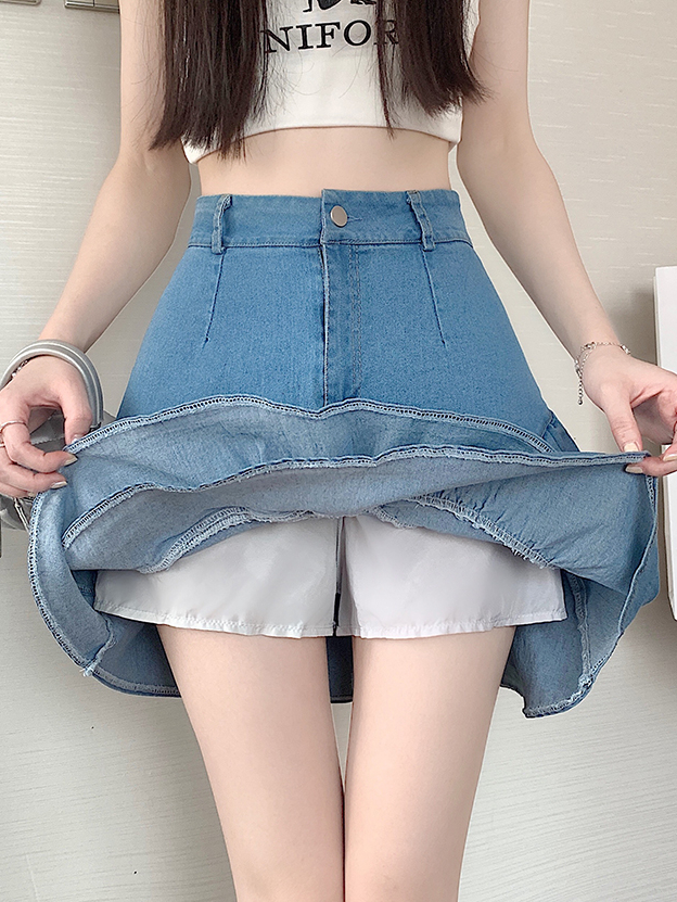 Stretch Sweet Lady A-Line Skirt 荷叶边短裙