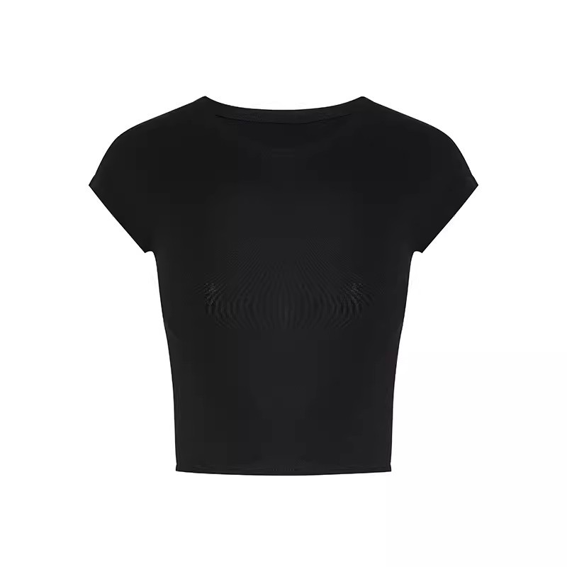 T443 # 230g Cool Silk Cotton 40s 1*1 Ribbed Round Neck Short Pure Desire Hot Girl Slim Hourglass T-Shirt for Women