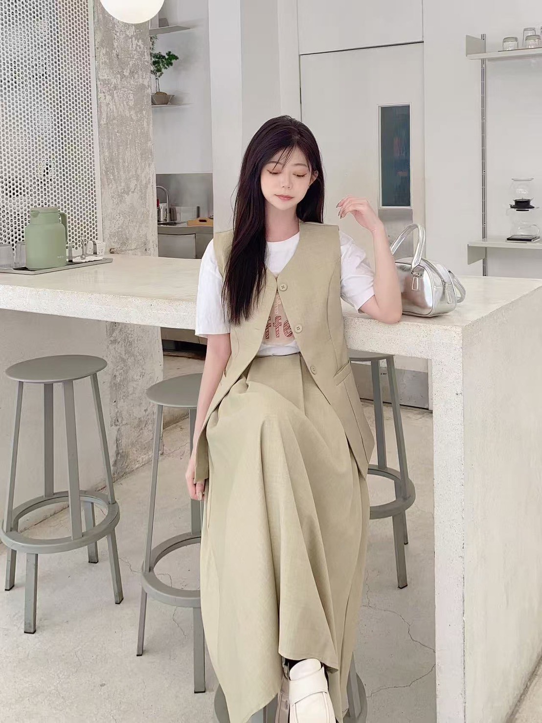 Korean Elegant Vest & Maxi Dress Set 韩系气质马甲长裙套装*4 Colors