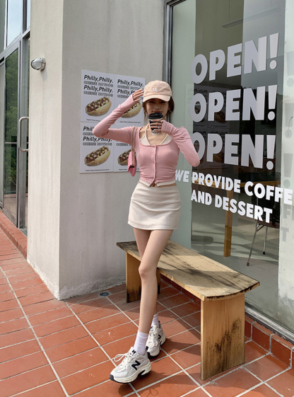 Sassy Faux Two-In-One Knit Top 辣妹假两件针织衫短款T恤*2Colors