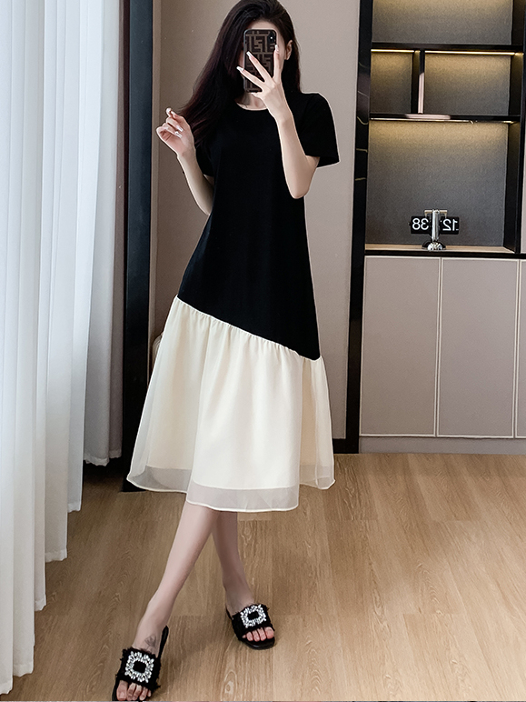 Casual Tee Combo Dress 仙气飘飘~T恤拼接连衣裙 