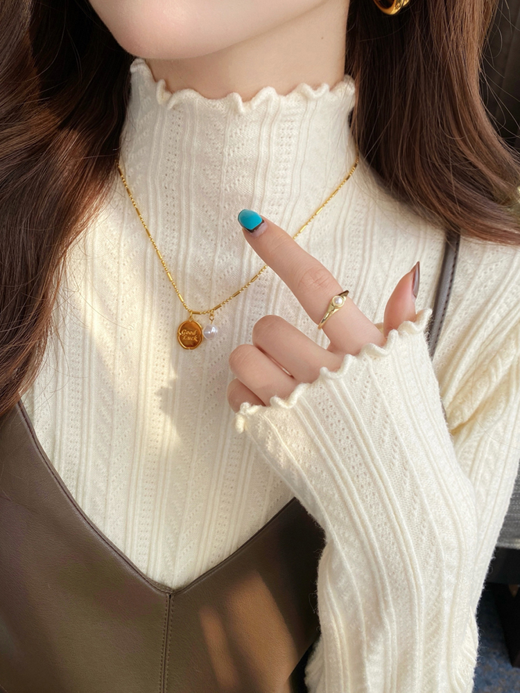 Mock Neck Ruffle Trim Long Sleeve Top 半高领木耳边长袖上衣*11 Colors