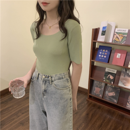 Classic Ice Silk Square Tee 复古方领冰丝T恤*8 Colors