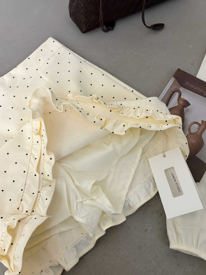 Ruffled Polka Dot Midi Skirt