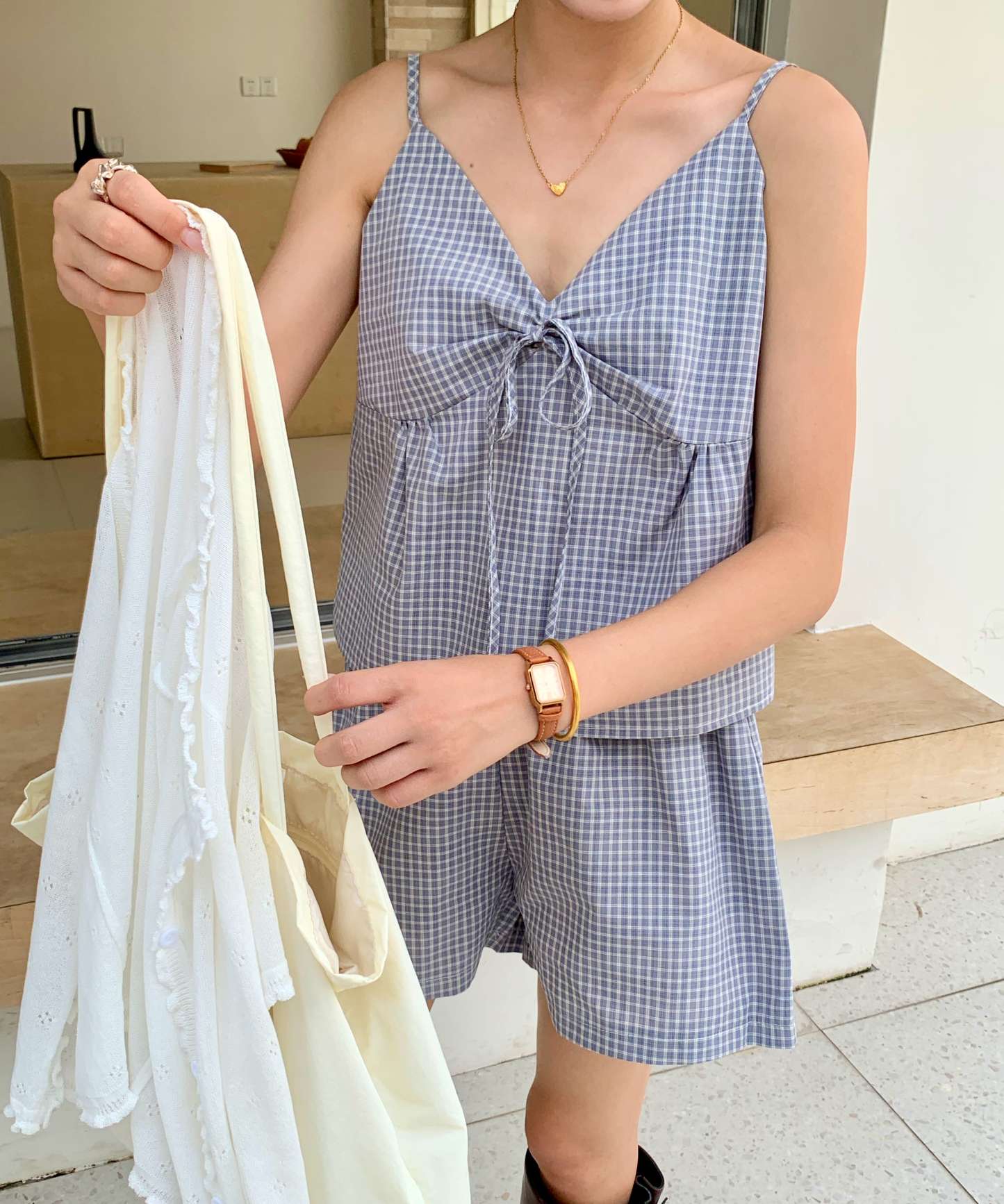 Chic Plaid Co-ord Set 格子吊带上衣短裤两件套*2 Colors